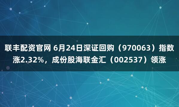 联丰配资官网 6月24日深证回购（970063）指数涨2.32%，成份股海联金汇（002537）领涨